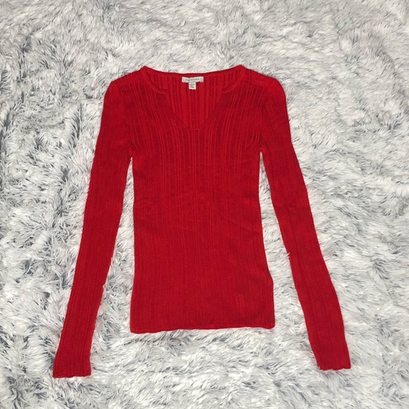 Topshop Split Neck Ribbed Sweater - Picture 2 of 4